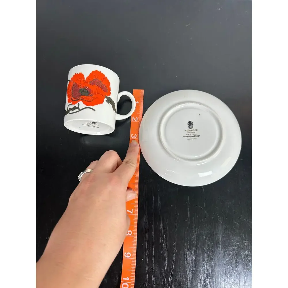 Saucer & Cup Set- Vintage Wedgewood Cornpoppy Bone China- preowned